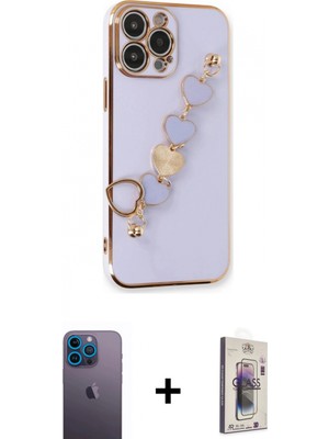 Marsilyan™- iPhone 13 Pro Max Kılıf Nova Işık Prime - Siyah Bilvis 3D Cam Ekran Koruyucu + Neon Fosforlu Kamera Lens - Mı