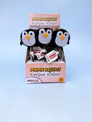 Misyon Penguen Ponpon Başlıklı Kurşun Kalem 12'li