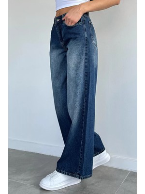 Gülseli Kadın Yüksek Bel Yıkamalı Jean Kot Konforlu Pantolon P-00021637
