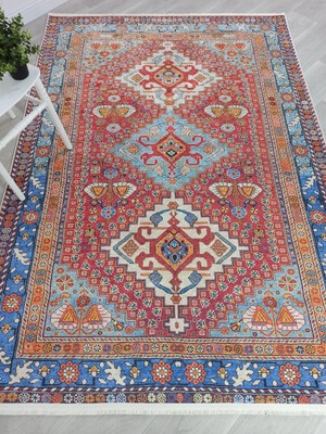 Pera Halı Kırmızı Mavi Vintage Otantik Halı - 2257OU