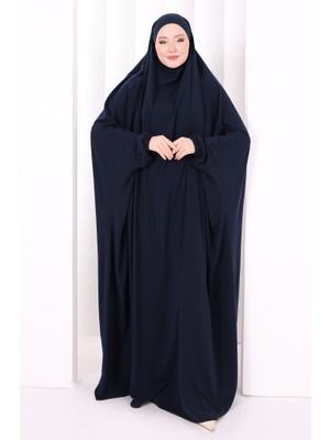 Bym Fashion Kendinden Peçeli Sufleli Cilbab 6096 Lacivert