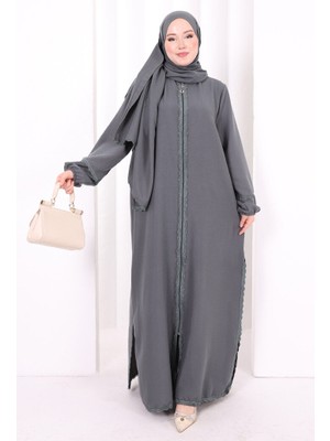Bym Fashion Dantel Detaylı Üçlü Takım 8032 Füme