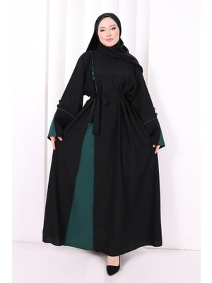 Bym Fashion Şerit Düğme Detaylı Elbise 6098 Zümrüt