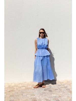 Kameya Peplum Form Uzun Elbise