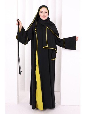 Bym Fashion Şerit Düğme Detaylı Elbise 6098 Yağ Yeşili
