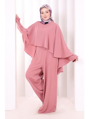 Bym Fashion Pelerinli Tulum 8022 Gül Kurusu