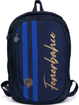 Fenerbahçe Lisanslı Çubuklu Lacivert Sırt Çantası - 3 Bölmeli Laptop Gözlü Okul ve Günlük Çanta