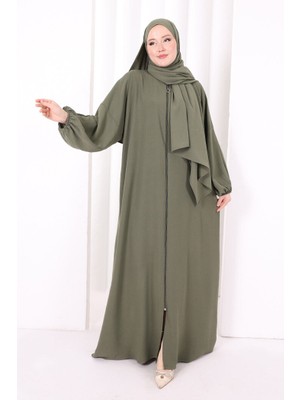 Bym Fashion Şallı Namaz Elbisesi 3857 Haki