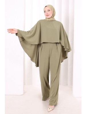 Bym Fashion Pelerinli Tulum 8022 Çağla Yeşili