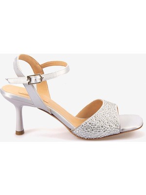 Hawen Angels Kadın Kösele Taban 7,5cm Topuklu Saten Gece & Abiye Ayakkabı 6895-26-V1