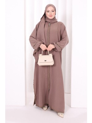 Bym Fashion Dantel Detaylı Üçlü Takım 8032 Duman