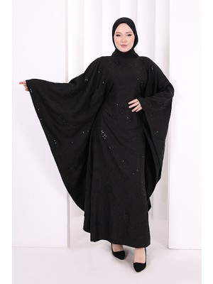 Bym Fashion Yarasakol Nakışlı  Elbise 7084 Siyah