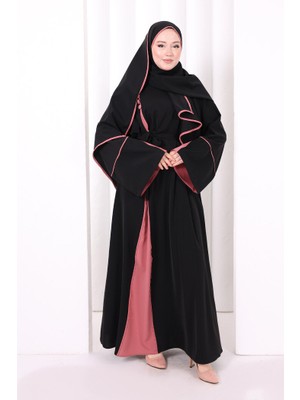 Bym Fashion Şerit Düğme Detaylı Elbise 6098 Gül Kurusu