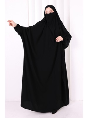 Bym Fashion Kendinden Peçeli Sufleli Cilbab 6096 Siyah