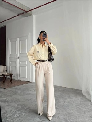 Emporya Trend Kadın Vizon Kumaş Pantolon | Yeni Sezon | Palazzo Kesim