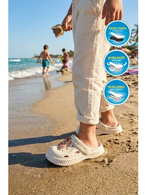 Walkway 404 F-P Ekru  Unisex Çocuk Sabo Terlik