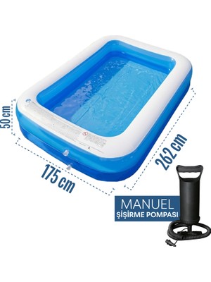 Blooma Şişme Büyük Boy Dikdörtgen Aile Havuzu 262X175X50 cm Dayanıklı PVC Malzeme ile