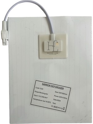 Hazar Led 220 Volt Ayna Arkası Buğu Önleyici Rezistans Banyo Ayna Arkası Buğu Çözücü Kare 15X20 cm