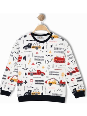 Alg Erkek Çocuk Araba ve Iş Makineleri Desenli Sweatshırt