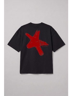 Gothamvibes Erkek Boxy Star Siyah Premium T-Shirt