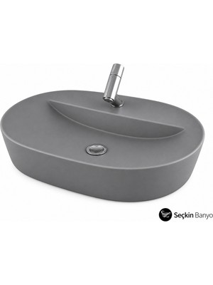 Lapino Tezgah Üstü Lavabo 60*45 cm Elegance  Mat Gri ESV-4360-2041