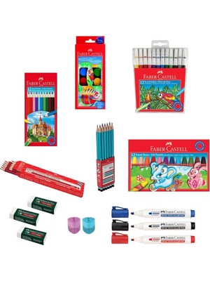 Faber-Castell Okul Öğrenci Kırtasiye Boya Seti Tekli Paket Renkli 12'li Boyalar OFISINN-041