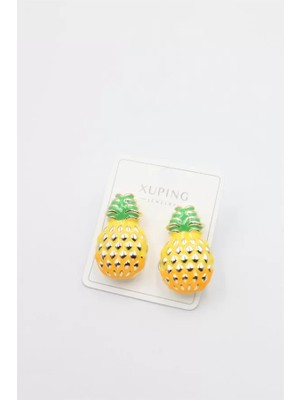 Nemere Mineli Ananas Küpe - Altın