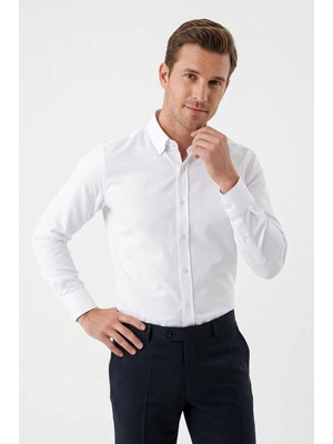Uki Beyaz Comfort Fit Gabardin Gömlek