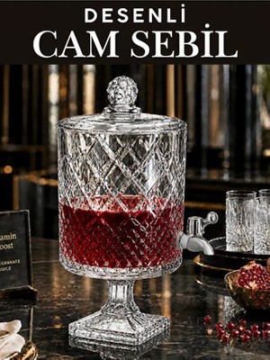 Ucuzunabak Cam Ayaklı Musluklu Meşrubat Sebili Şerbetlik 5 Lt