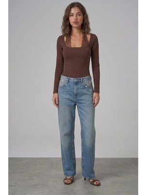 Shopping Shop Dantel Bağlamalı Body Kahve