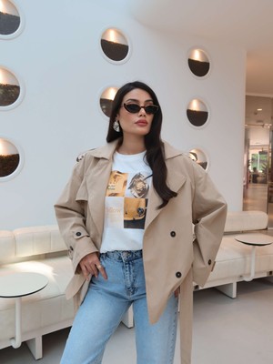 Esra Helvacı Eh Collection Kemerli Vatkalı Trench Ceket