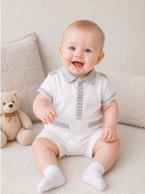 Ozz Baby Yeni Doğan , Bebek tulum ; Önden Düğme Detaylı Erkek Çocuk Tulum Yazlık ( 3/6/9 Ay)