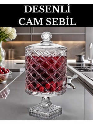 Ucuzunabak Cam Ayaklı Musluklu Meşrubat Sebili Şerbetlik 4.5 Lt