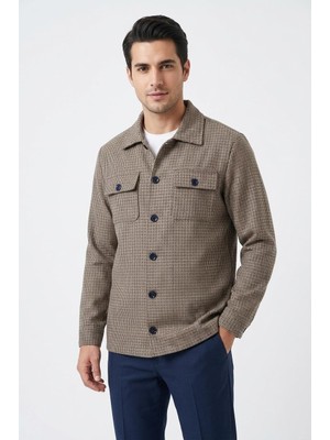 Uki Bej Comfort Fit Gömlek Ceket