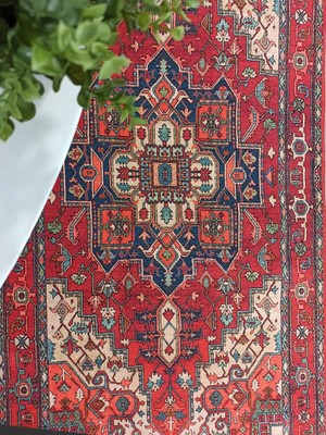 Pera Halı Eskitme Madalyon Desenli Kiremit ve Lacivert Vintage Salon Halısı - 11428OU