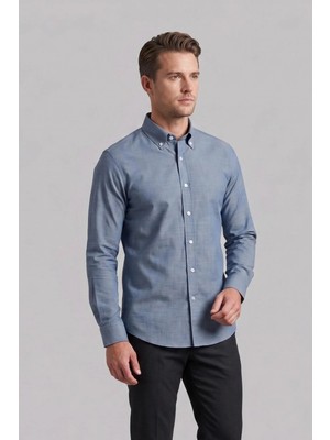 Uki Indigo Comfort Fit Uzun Kol Gömlek