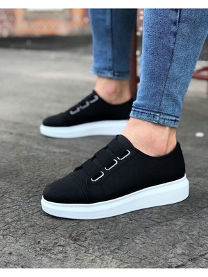 Mevese Rotas Erkek Günlük Lastikli Cilt Spor Sneaker Ayakkabı Cbt - Siyah