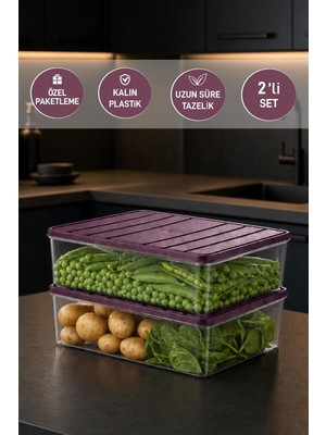 Selka Home 2 Adet 4 Lt. Nora Organizer Buzdolabı Buzluk Düzenleyici Saklama Kabı