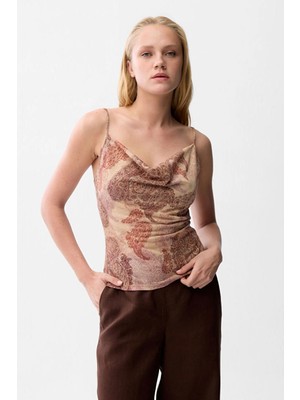 Love My Body  Desenli Örme Bluz Bej 115L9994000