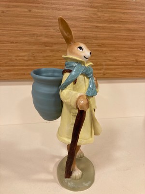 Plus Home Dekoratif El Işçiliği El Boyama Sopalı Saksılı Sevimli Tavşan Renk Sarılı Model Polyester Yükseklik 26 cm