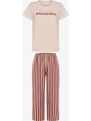 Penti Pastel Bej Ent Buongiorno Pamuklu Kapri Pijama Takımı
