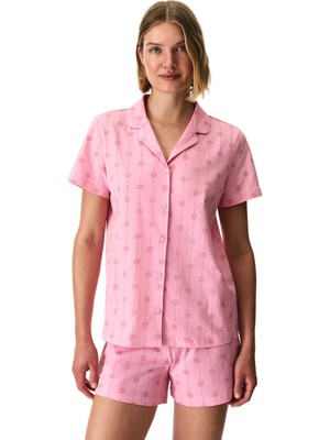 Penti Pembe Pink Stardust Pamuklu Gömlek Şortlu Pijama Takımı