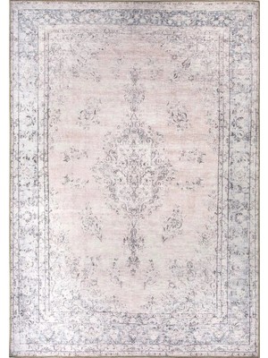 Pera Halı Eskitme Dokulu Açık Pudra Pembe ve Gri Vintage Halı - AL128OU