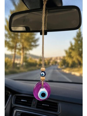 Nazar Boncuğu Dikiz Aynası Süsü Pembe Renkli 4 cm Duvar Süsü El Yapımı Cam Kapı Süsü