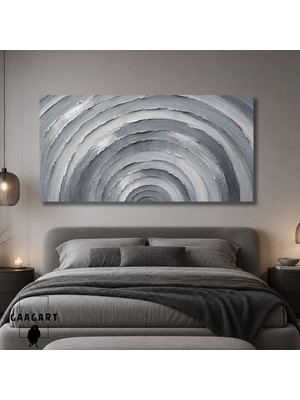 Gaagart Panoramik Kanvas Tablo Dijital Baskı Gri Kremrengifırça Darbeleri
