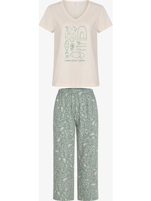 Penti Açık Yeşil Golden Hour Pamuklu Kapri Pijama Takımı