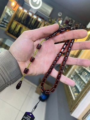 Tesbihanem Sıkma Kehribar Tesbih ( Sistemli-Imzalı-Özel Kutulu-Çakmaklı )