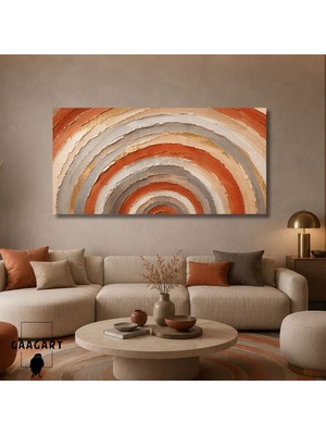 Gaagart Panoramik Kanvas Tablo Dijital Baskı Turuncu Kiremit Fırça Darbeleri