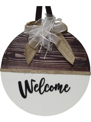 Mixperi Welcome Yazılı Mdf Kapı Süsü 28 cm Dekoratif Duvar ve Kapı Aksesuarı