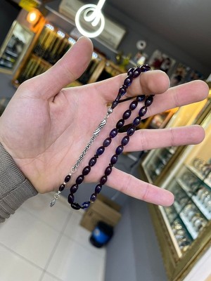 Tesbihanem Sıkma Kehribar Tesbih ( Gümüş Püsküllü )